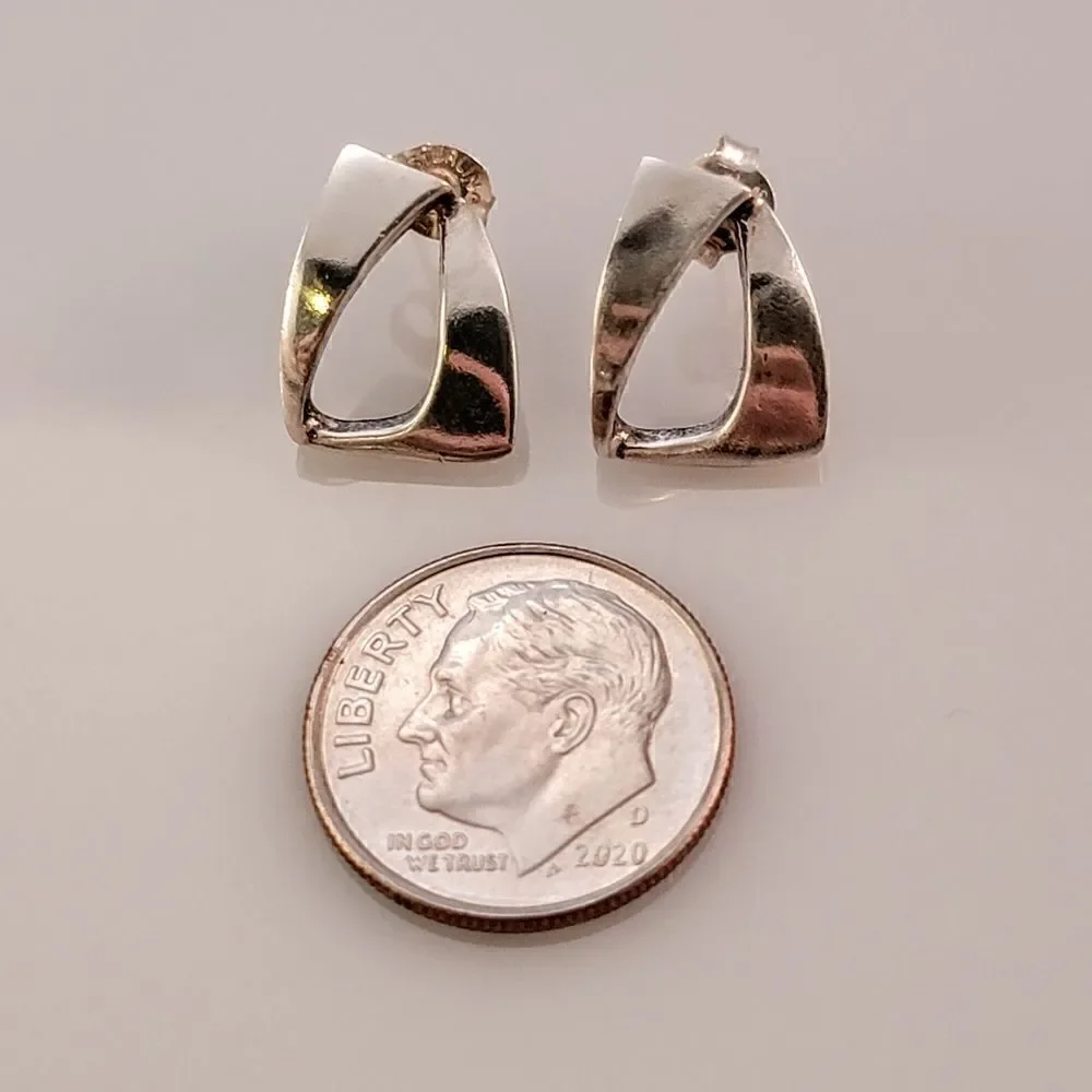 Sterling Contemporary Rounded Geometric Post Earrings